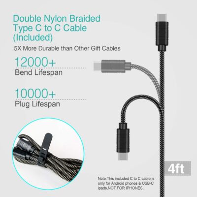 Type C Super Fast Charger Car 45W, [PD/PPS+QC] Dual Fast Charging Car Cigarette Lighter Adapter Compatible with Samsung S25/S24/S23, iPhone 16/15 Pro Max, Pixel 9 – 4FT Type C Cord - Image 6