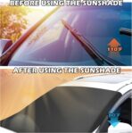 carleef Magnetic Car Windshield Sun Shade,Anti-Theft Sun Shade for Car Windshield with 5 Invisible Magnets,All-Season Universal Front Cars Sunshades for Windshields Cars Accessories - Image 6