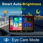 7-Inch Wireless Apple CarPlay & Android Auto Portable Car Screen, Auto Brightness Adjustment, Supports HD Video, with HD Backup Camera - Image 2