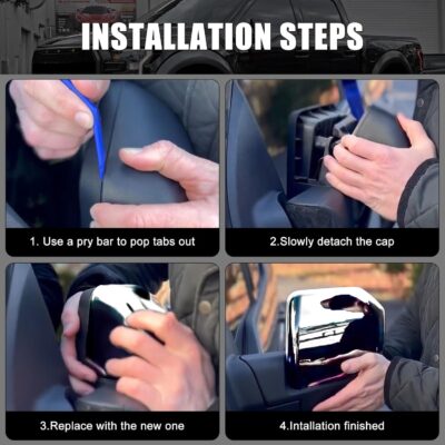 Chrome Direct Replacement Side Mirror Covers Caps for 2015-2020 Ford F150, Directly Replace Style, Not Sticker Style - Image 6