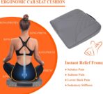 kingphenix Premium Car Seat Cushion, Memory Foam Driver Seat Cushion to Improve Driving View- Coccyx & Lower Back Pain Relief - Seat Cushion for Car, Truck, Office Chair (Leather Gray) - Image 4