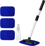 11pcs Windshield Cleaner Tool, Car Window Cleaning Wash Kit with 6 Reusable Microfiber Pads 2 Spray Bottles and Extendable Handles Auto Glass Wiper Kit, Blue - Image 9