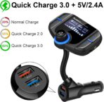 Sumind 2026 Upgraded Wireless Bluetooth Car Adapter FM Transmitter, 1.7'' LCD Display, Flexible Gooseneck, 20W QC3.0&Dual USB Ports, AUX Input/Output for Hands-Free Call, Micro /TF Card(Black,Normal) - Image 4