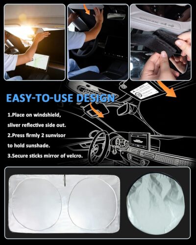 for Altima Windshield Sun Shade Sunshade for Nissan Altima Sedan 2007-2012 Windshield Cover Front Window Sun Shield Foldable Sun Visor Protector UV Heat Protection Car Accessories - Image 7