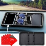 Yulejo Extra Large Dashboard Mat for Car Dashboard Accessories, Anti Skid Car Pad Compatible with All Smartphone Car Non Slip Pad for with Non Marking Tape (Trendy)