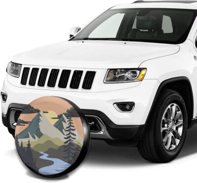 Camper Spare Tire Cover Mountain Adventure Wheel Protectors Tyre Covers Weatherproof Wheel Covers Universal Fit for Trailer Rv SUV Truck Camper Travel Trailers 14" - Image 4