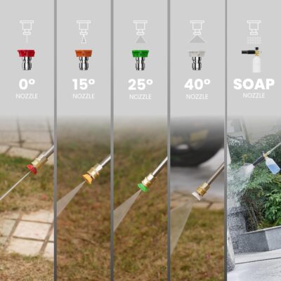 Giraffe Tools Grandfalls Retractable Pressure Washer G20B, 2500 PSI 2.2 GPM, Wall Mounted Power Washer with 65FT Hose Reel, Black Pressure Hoses, 4 Nozzles for Floor/Cars/Fences/Patios, Dark Silver - Image 8