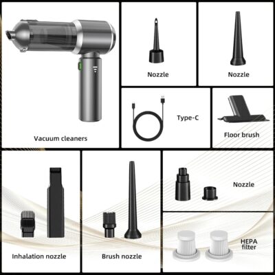Handheld Vacuum Cleaner, 28000Pa 4 in 1 Handheld Vacuum Cordless, Brushless Motor, One-Touch Dust Removal, 3 Speeds Car Vacuum Cleaner Portable Cordless, Ideal for Office, Home, Kitchen, Car, Pet Hair - Image 7