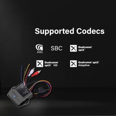 CAR Bluetooth 5.2 Receiver – aptX Adaptive, aptX HD, AAC, SBC – 12V/24V Compatible, Remote Trigger, Stereo RCA Output – Wireless A2DP Adapter for Car, Truck, Marine, Powersport Audio Systems - Image 3