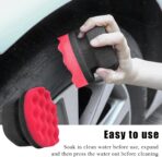 2 PCS Tire Dressing Applicator Pads, Reusable Hex Grip Tire Shine Applicator Polishing Sponge Pads, Wheel Tire Shine Detailing Foam for Most Vehicles, Car Accessories (Red, 4.33") - Image 4