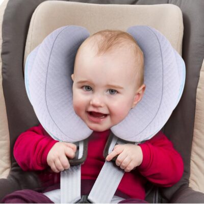 Upgraded 2 in 1 Baby Travel Pillow, Adjustable Banana Shape Baby Neck Head Support Piloow Stroller Insert Cushion for 4 Months Up Kids, Toddler, Blue - Image 8