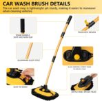 Car Wash Brush with Long Handle, 15°Curved Car Cleaning Brush with Replaceable Head Cover, Truck Washing Brushwith Telescopic Handle Wash Mop Kit 5PCS - Image 6