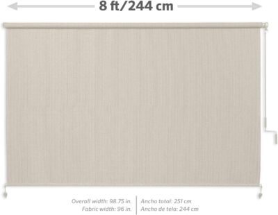 Coolaroo Outdoor Roller Shade with Wand - 95% UV Block Breathable Light Filtering Shade for Patio or Porch, Fade-Resistant, Easy-Clean Fabric, 8ft x 8ft, Pebble - Image 5