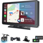 Hieha Car Play,Wireless Portable with Apple CarPlay and Android Auto Screen for Car,7" HD Touch Screen Car Stereo with Mirror Link,Backup Camera,Bluetooth5.2,GPS Navigation,AUX,FM for All Vehicles