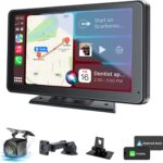 Hieha Car Play,Wireless Portable with Apple CarPlay and Android Auto Screen for Car,7" HD Touch Screen Car Stereo with Mirror Link,Backup Camera,Bluetooth5.2,GPS Navigation,AUX,FM for All Vehicles