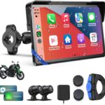WonVon Motorcycle CarPlay Screen with Android Auto – 7” Waterproof GPS, Pantalla para Moto, Apple CarPlay, Navigation System for Motorcycle, Dual 4K Dash Cam Bluetooth Audio, BSD & TPMS