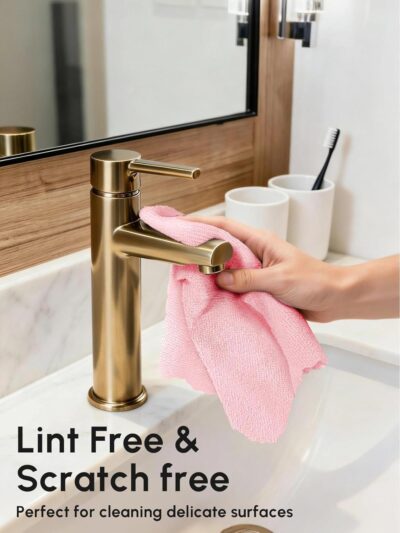 Microfiber Cleaning Cloths Roll, 75 Pack Tear Away Microfiber Towels Roll, 12" x 12" Lint Free Rags, Reusable Cleaning Cloths, Washable, Scratch Free,Ultra Absorbent Dish Rags(Pink) - Image 4