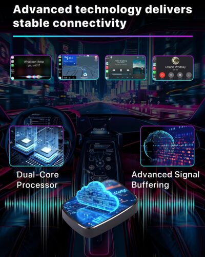 Omeyo Wireless CarPlay Adapter for CarPlay & Android Auto, Auto Connect 2026 Wireless Upgrade, Plug & Play 5.8GHz WiFi in 10s, Stable No Lag for Factory Wired Cars, Compatible with iPhone & Android - Image 4