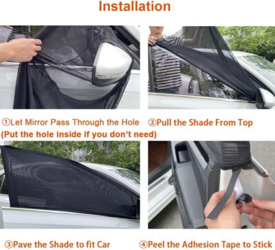 2Pack Front Car Window Screen Mesh Cover up to 40", Sunshade Anti-UV Rays, Privacy Shade Car Camping Net for Ventilation - Image 5