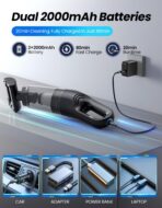 Handheld Vacuum Cordless, 26,000 Pa High Power Suction, Portable Rechargeable Car Vacuum Cleaner for Home, Office, Pet Hair, Car Detailing, Black - Image 4