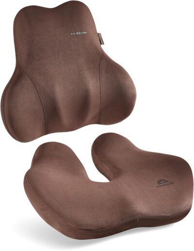 Coverado Memory Foam Car Seat Cushion and Lumbar Support Pillow for Car, Ergonomic Office Chair Cushion for Lower Back Pain Relief, Breathable & Non-Slip for Car, Home, and Office Use, Coffee - Image 7