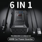 400W Car Power Inverter DC 12V to 110V AC Inverter with PD 30W/15W USB C+2*USB A Ports & 2 AC Outlets, Car Plug Adapter Outlet for Laptop/Phone/Road Trip - Image 2
