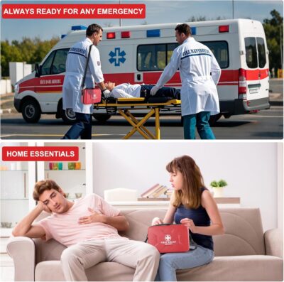 Gevoke 410 Piece Waterproof Hard Shell First Aid Kit for Home, Car, Travel, Camping, Truck, Hiking, Sports, Office, Vehicle & Outdoor Emergencies - Emergency Medical Kits (Red) - Image 6