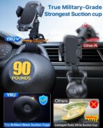 [Military-Grade Anti-Shake & 360° Rotatable Suction] 2026 Upgraded Car Phone Holder Mount【90+LBS Safest Strongest & Patent Certs】Dashboard Windshield Vent for iPhone 17 16 Pro Max Samsung,Matt Black - Image 3