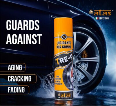 ATAS Italian Tire Shine Spray – Long-Lasting Shine, Deep Black Gloss, Professional Tire Dressing, 13.5 fl oz,3-in-1 Revive, Protect & Polish Cleaner - Image 7
