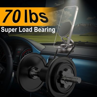 Upgraded Vacuum Magnetic Car Phone Holder for MagSafe, 360° Rotation, 96LBS Ultra Suction Cup Mount for iPhone & Android, Car/Gym/Mirror - Image 3