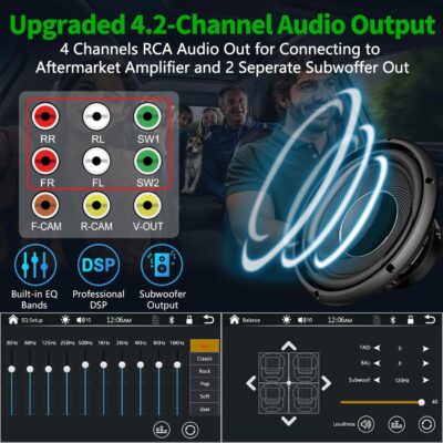 SJoyBring [QLED Screen Upgrade] 7" Double Din Car Stereo with Dash Cam, Wireless Apple CarPlay and Android Auto, Bluetooth, 240W 4.2-Channel Audio Output, MirrorLink, Backup Camera, AM/FM Car Radio - Image 4