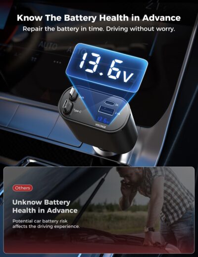 SUPERONE Retractable Car Charger for iPhone with Dual Type C Cables, 4 in 1 USB C Car Charger Adapter with 69W Fast Charging Compatible with iPhone 17 16 15 14 13 12 11 Pro/XS/XR/SE/iPad/Airpods - Image 6