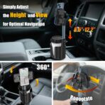 Car Phone Mount with Cup Holder Expander - Upgraded Anti-Shake 2-in-1 Cup Phone Holder for SUVS Trucks with Adjustable Aluminium Alloy Long Neck, fit for iPhone Samsung Galaxy (Black) - Image 5