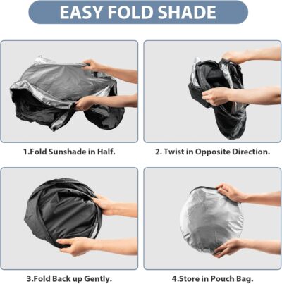 Windshield Sun Shade with Storage Pouch for SUVs, Durable 190T Polyester Sun Shield for Front Window, Portable Carry Car Accessories, Standard (63 inches x 34 inches) - Image 4