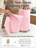 Microfiber Cleaning Cloths Roll, 75 Pack Tear Away Microfiber Towels Roll, 12" x 12" Lint Free Rags, Reusable Cleaning Cloths, Washable, Scratch Free,Ultra Absorbent Dish Rags(Pink) - Image 2