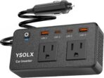 300W Car Power Inverter - YSOLX Dual DC 12V to 110V AC Car Outlet Adapter to Wall Plug, 24W Fast Charging USB-C&USB-A, Portable ​Charger Converter with for Laptops, Phones