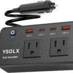 300W Car Power Inverter - YSOLX Dual DC 12V to 110V AC Car Outlet Adapter to Wall Plug, 24W Fast Charging USB-C&USB-A, Portable ​Charger Converter with for Laptops, Phones