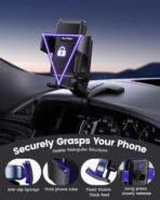 Dashboard Car Phone Holder Mount with Anti-Drop Clip - 360° Rotation Multifunctional Cell Phone Holder Car for iPhone, Samsung, Google and 4-7" Cellphones - Image 5