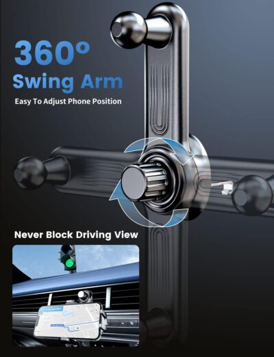 eSamcore Car Vent Phone Mount, Car Phone Holder Mount with Swing Arm Air Vent Clip Car Mount Cell Phone Holder Car for iPhone 17/16/ 15/14/ 13 Pro Max & All 4.7" - 6.9" Android Smartphone - Image 3