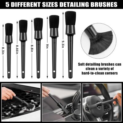 AUTODECO Car Cleaning Kit, Car Vacuum Interior Detailing Cleaner Kit with High Power Handheld Vacuum, Brush Set, Windshield Tool, Duster, Towels, Complete Car Care Tools for Women (Black) - Image 5