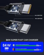 84W Upgraded Retractable Car Charger Adapter for iPhone 17,4 in 1 Fast Charging Car Phone Charger,USB C Car Truck Accessories,Road Trip Essentials Gift for Men for iPhone 17/16/15,Galaxy S26,Pixel 10 - Image 3