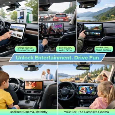 LAMTTO 3-in-1 Wireless Carplay Android Auto Adapter Built-in Net-Flix YouTube Tiktok Apps Magic Box Video Player with 5.8GHz WiFi USB Drive Convert Wired to Wireless for OEM CarPlay Cars (2016-2024) - Image 8