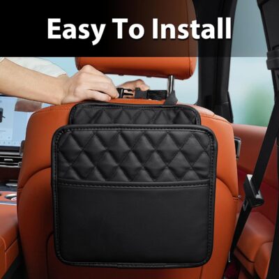 FrgKbTm Car Seat Back Organizer, Waterproof Car Backseat Organizer with Cup Holders Large Capacity Hanging Car Storage Bag for Phones Documents Cups Bottle Travel Compatible with Most Vehicles - Image 7