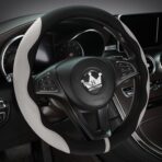 HighnessHwoo Luxury Suede Steering Wheel Cover for Cars, Soft Leather Padded Wheels Cover for Sedan, SUV, Thin Car Handle Cover, Universal Fit, Anti Slip, 14.75-15.15in, Gray - Image 2