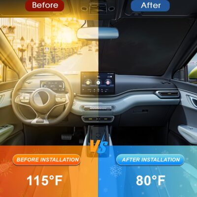 Car Windshield Sun Shade, Upgraded UV Reflective Windshield Sun Shade Foldable Universal Fit with Storage Bag for Cars SUVs Trucks Sedans Hatchbacks - Image 5