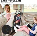 Car Backseat Organizer with Tablet Holder, 6 Storage Pockets Seat Back Protectors Kick Mats for Kids, Car Seat Protector for Road Trips 2 Pack (Black) - Image 3
