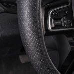 Car Pass Classical Leather Automotive Universal Steering Wheel Covers,Universal Fit for Suvs,Trucks,Sedans,Cars,Vans,14.5-15inch Anti-Slip Safety Comfortable Desgin(Black) - Image 7