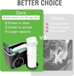 Car Armrest Storage Box with 2 Cup Holders - 2024 New Between Car Seat Organizer with Cup Holder, Universal Cars Arm Rest Storage Box Organizer Center Console Cupholders Tissue Boxs Holders (Black) - Image 3