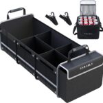Farasla Waterproof Trunk Organizer with Insulated Leakproof Cooler Bag, Foldable Cover, Adjustable Securing Straps (Black)