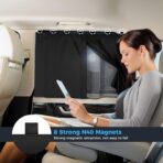 Roberly 4 PCS Magnetic Double Layer Car Window Shade for Baby, 19.7" x 18.9" Front Side Sun Shade 26.4" x 18.1" Rear Curtain with Full/Half Blackout UV Privacy Protection for Car Travel Sleeping Camp - Image 4